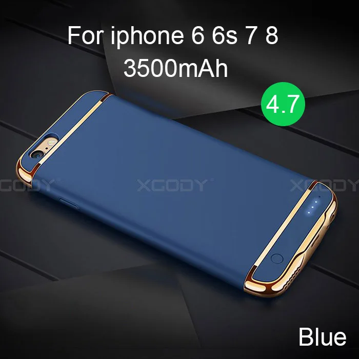 XGODY, чехол для зарядки аккумулятора для iphone 6, 6 S, 7, 8/Plus, 4000 мАч, внешний аккумулятор, чехол для iphone 4,7, 5,5 - Цвет: 3500 mAh For 4.7