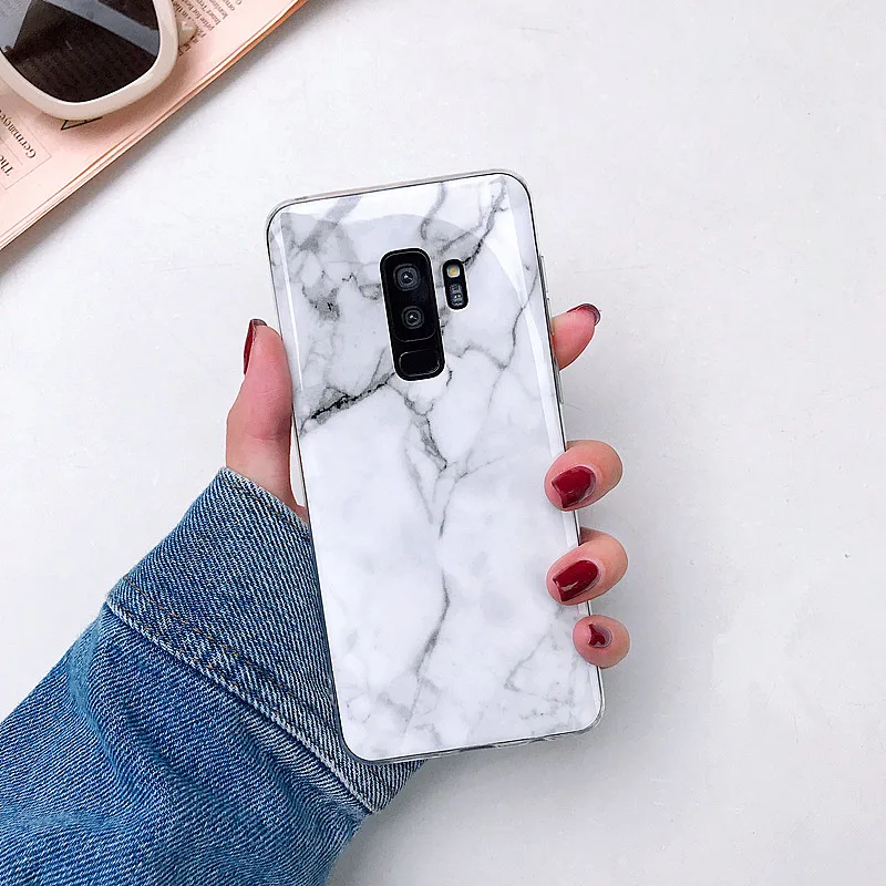 S10 Plus Marble Case For Samsung galaxy S7 Edge S8 S9 Plus Scrub Soft TPU case Note 8 Note 9 Protective Cover shell Phone Holder