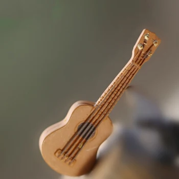 

Hot Sale Christmas Gifts Replica Mini Musical Instrument Ornaments Miniature Acoustic Guitar Model Dollhouse Accessories