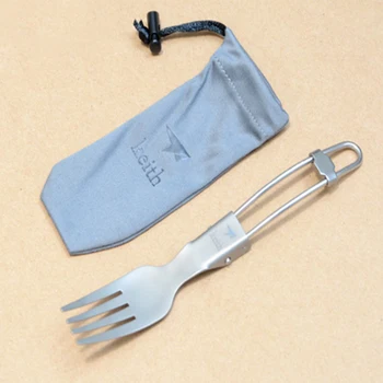 

Keith Folding Titanium Fork Tableware Portable Camping Cutlery Convenient Pure Titanium Fork Environmental Only 13.8g Ti5306