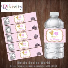 20 шт./партия, Золотая бутылка для воды в розовый горошек, Минни, этикетки, обертка для конфет, на заказ, для свадьбы, дня рождения, вечеринки, украшения