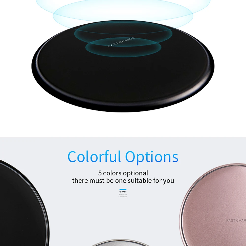 KUNFINE 10W Qi Wireless Charger for iPhone X8 Visible Fast Wireless Charging pad for Samsung S9S9+ S8 Note 9 9+ 8 Xiaomi Huawei 5 Colors  (5)