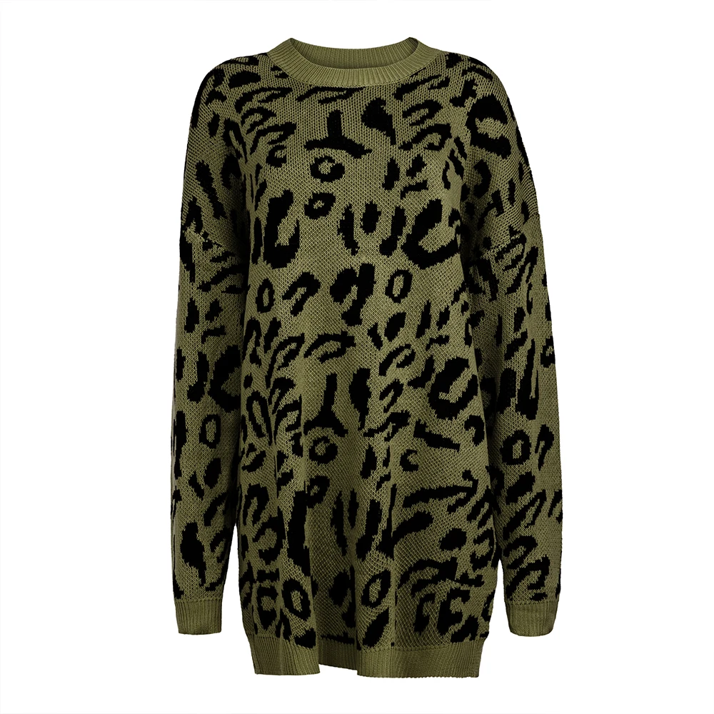 CALOFE,, женский леопардовый вязаный свитер, зимний принт, длинный рукав, Женский пуловер, Повседневный свитер, свободные женские свитера
