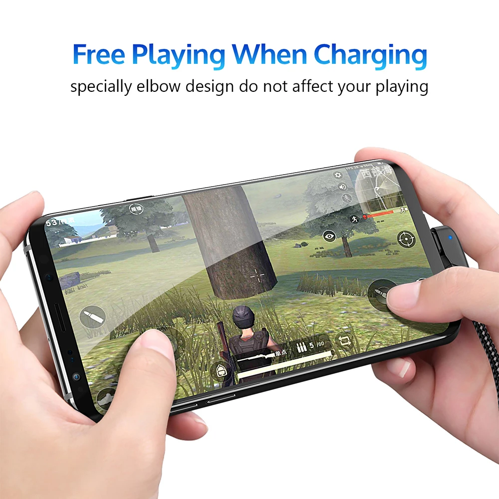 TIEGEM 90 degree USB Type C Cable 2A USB-C Cable Type-C Fast Charging Cord for Nintendo Switch Samsung S8 S9 for Huawei P20 Pro