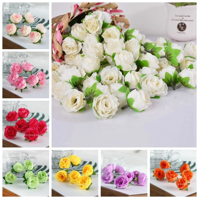 

50Pcs Artificial Silk Rose Flower Heads Bulk Craft Wedding Party Decoration Home Decor DIY House New YYY9366