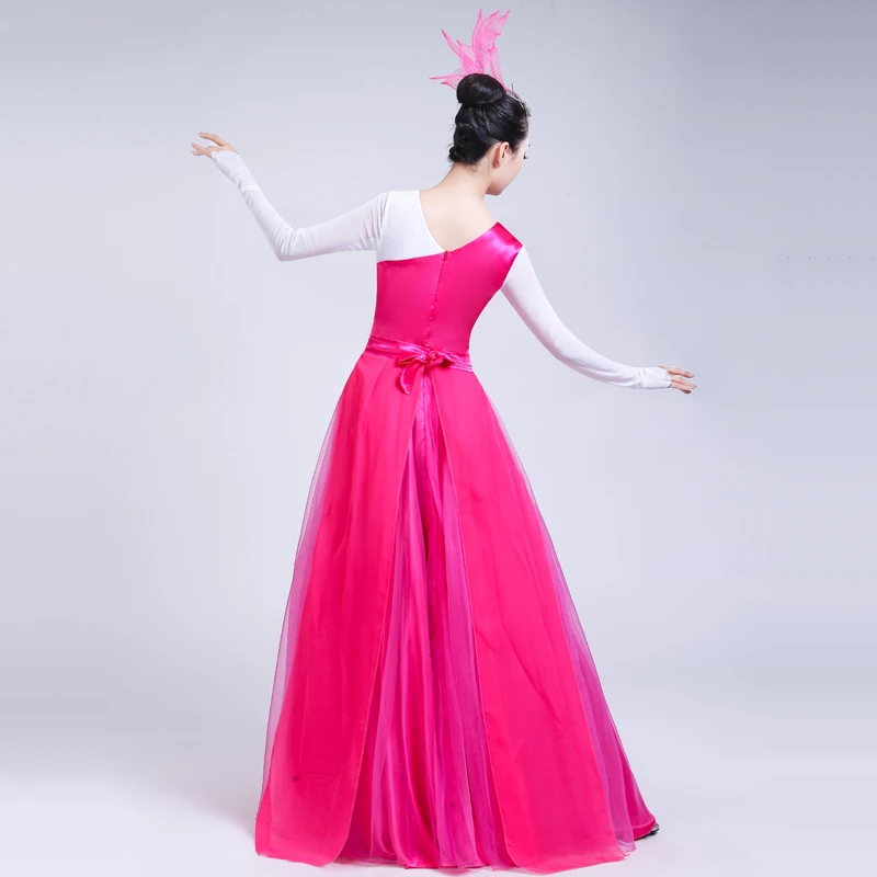 Фламенко платье женское розовое красное с длинным рукавом Дамы танец испанский костюм Испанская танцовщица бальные танцы представление одежда DN3580