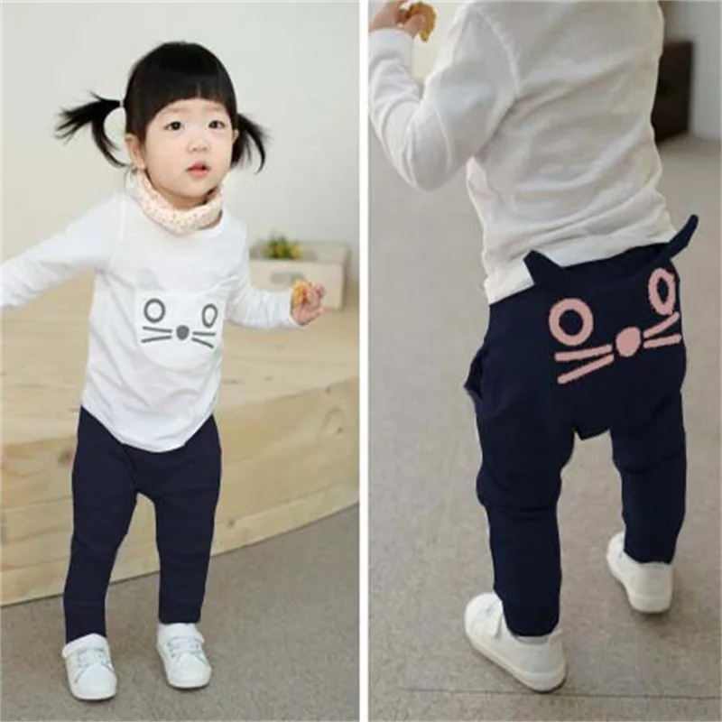 

JENYA Retail spring autumn kids cat cartoon boys girls harem pants cotton trousers baby pants