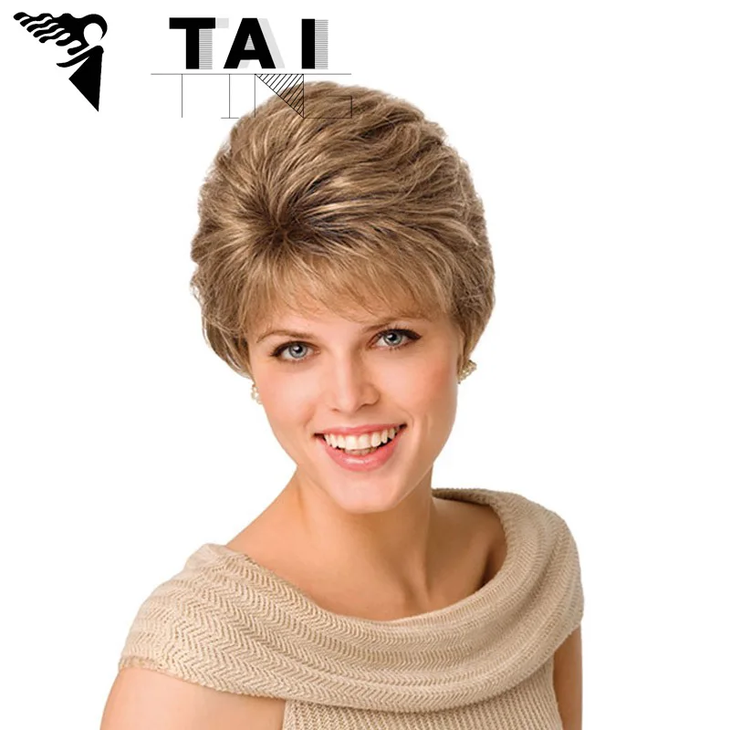 Luces En Rubio Mujer Corte De Pelo Corto Peluca De Pelo Rizado De La Peluca Natural Sintetico Americano Peluca Kanekalon Peluca Realista Para Las Mujeres Synthetic Natural Wigs Curly Hair Wig Syntheticshort Curly Hair