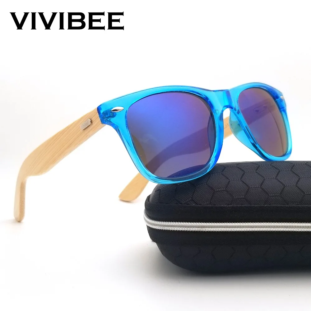 VIVIBEE мужские и женские солнцезащитные очки из натурального бамбука UV400 ретро