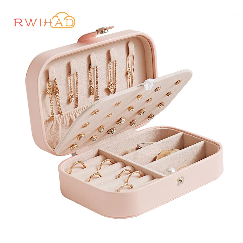 

Travel jewelry packing box cosmetic makeup organizer Jewelry box earrings display rings organizer jewellry casket carrying case