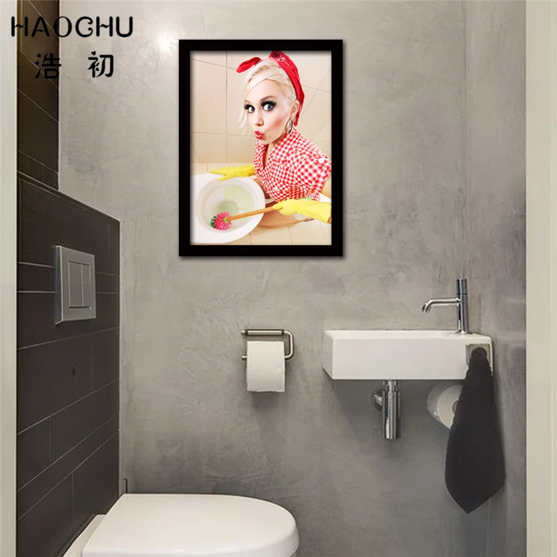 HAOCHU современные винтажные модные картины унитаз сексуальная леди Мужская