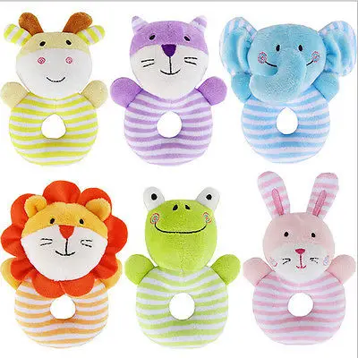 

New Baby Pram Cartoon Rattle Hand Grab Animal Toy New Plush Crib Stroller Baby Pram Cute Rattle Hanging Rabbit Bear Animal Toy