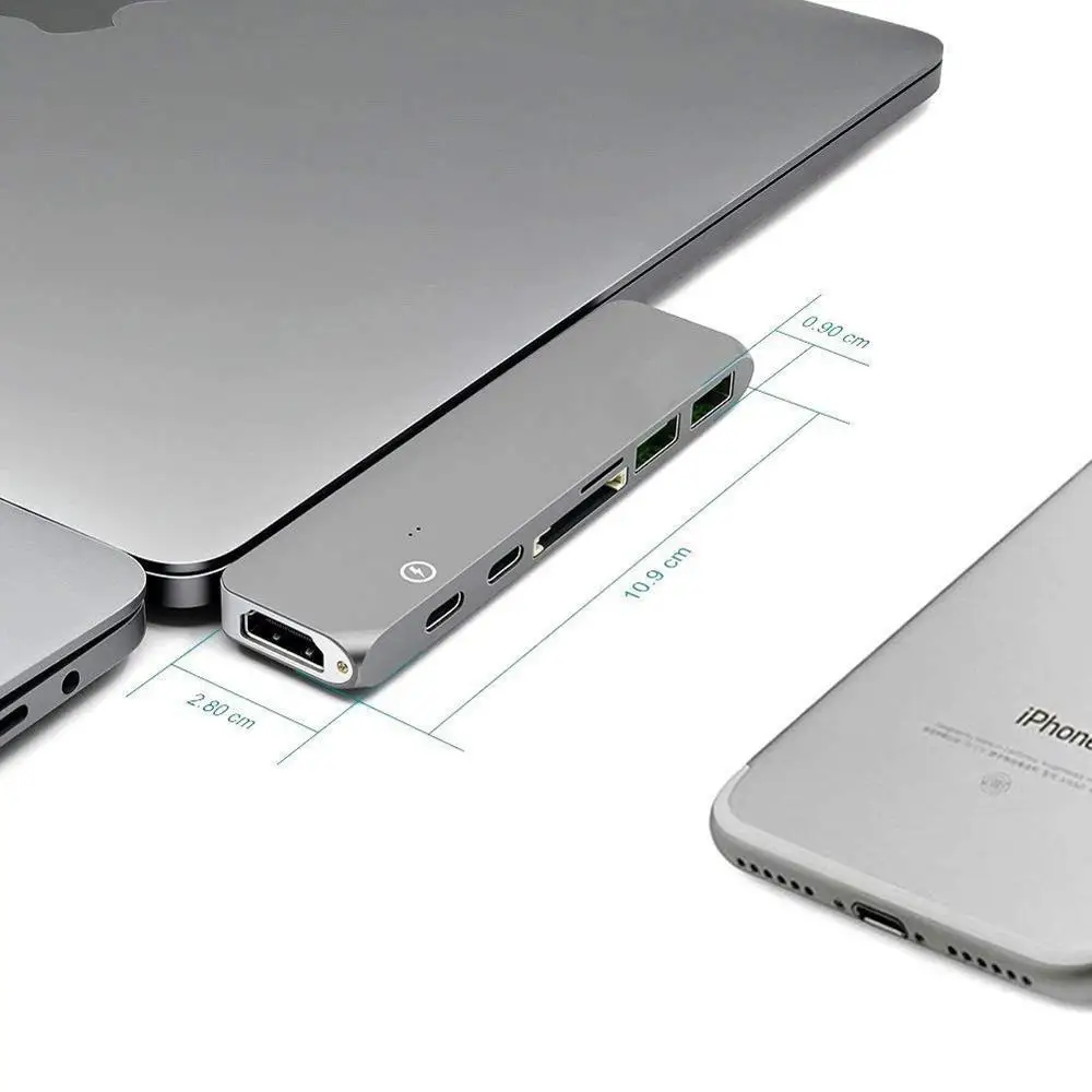 Адаптер USB C Hub Dual Type Thunderbolt 3 для 2017/2018 MacBook Pro с 4K HDMI 2xUSB3. 0 SD и MicroSD кардридер|Адаптеры