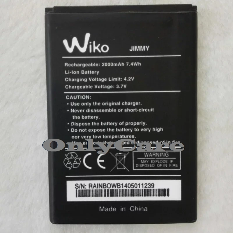 100% первоначально для Wiko Джимми Батарея 2000 мАч высокое качество Bateria Аккумулятор |