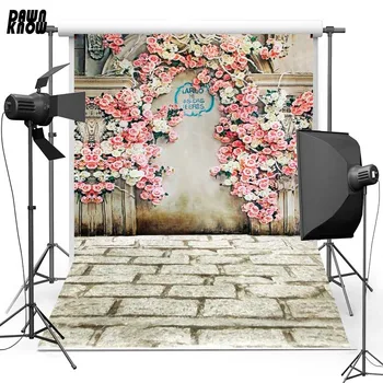

DAWNKNOW Floral Wall Vinyl Photography Background For Wedding Ground New Fabric Polyester Backdrop For Lover Photo Studio F1495