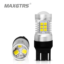 2x7443 T20 W21/5 Вт, теплый белый свет стопор обратного 2835 21SMD светодиодный Авто сигнала поворота Стоп-сигнал лампы, работающего на постоянном токе 12 В в парковка светодиодный s Задние огни