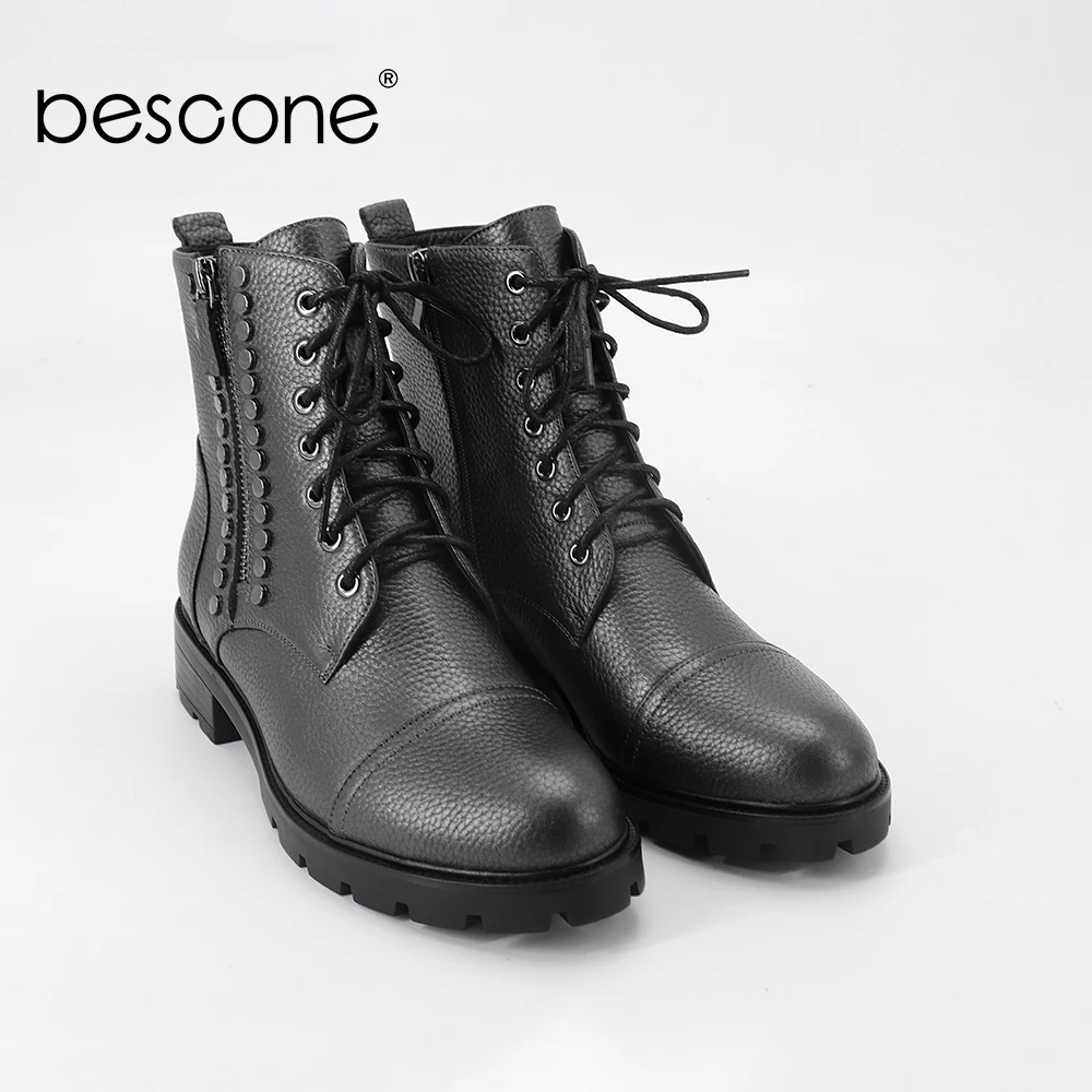BESCONE/стильные женские Ботинки martin из коровьей кожи; удобная обувь ...