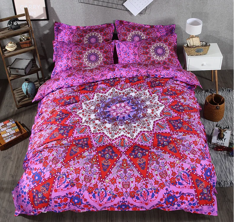 

bohemian style bed linens 3d mandala floral bedding set 3/4 pcs king queen full twin size quilt/duvet cover wedding bedclothes