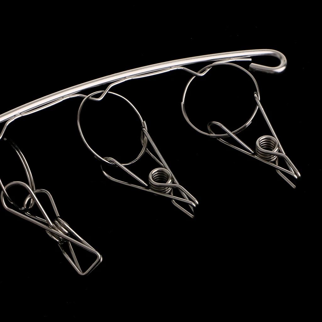 2PCS Stainless Steel Drying Hanger Rack 8/10 Pegs Clip Laundry Clothesline Dryer for Socks Underwear Towel Scarves (Arc Design)