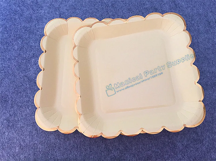 64pcs Pastel Yellow Paper Plates Birthday Wedding Decorations Large 9inch Dinner Plates Foil