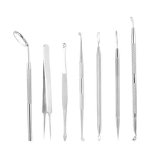 7 шт., угревая игла из нержавеющей стали, набор для удаления прыщей, чистящие средства для лица с зеркалом и портативным чехлом