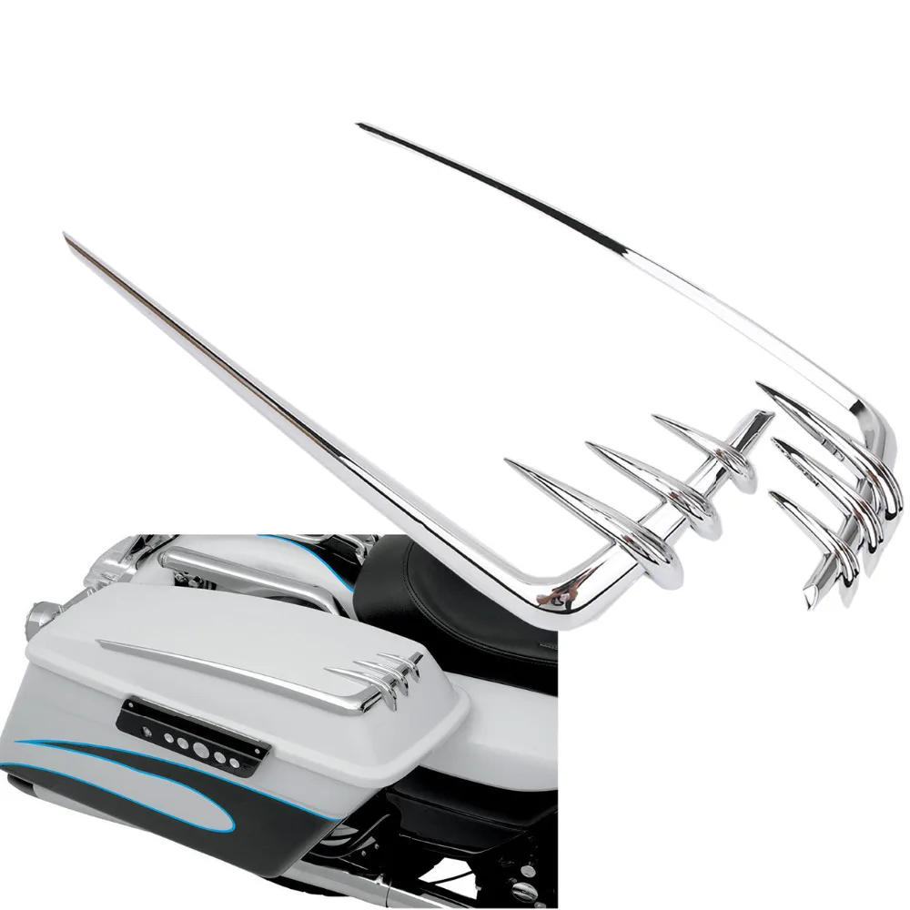 2x Chrome Motorcycle Hard Saddle Bag Saddlebag Lid Accents Decals For