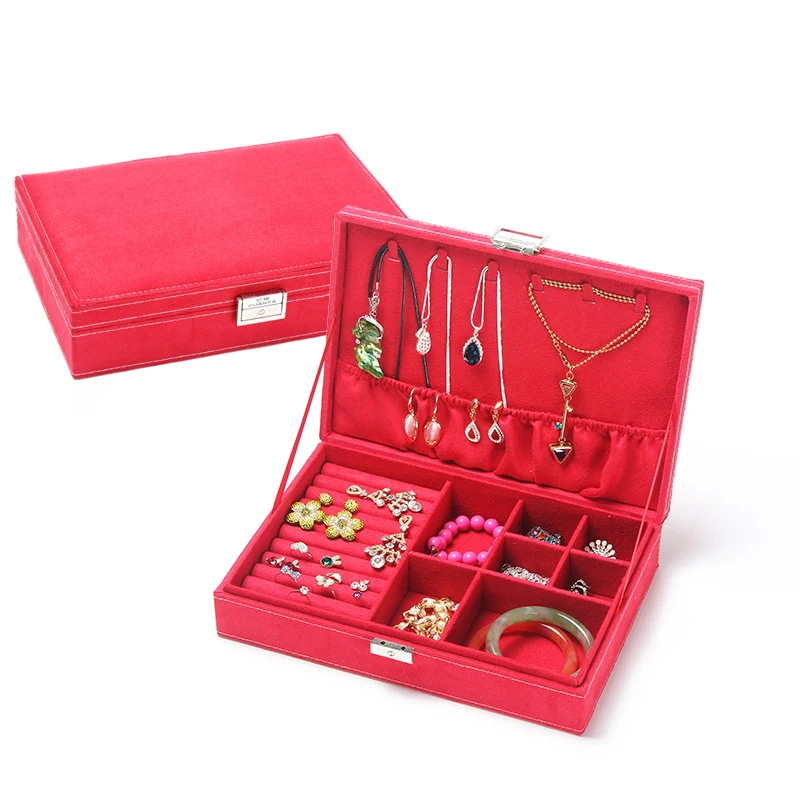 

High-Quality Velvet Small square Jewelry Box Gift For Women large space ring jewelry box