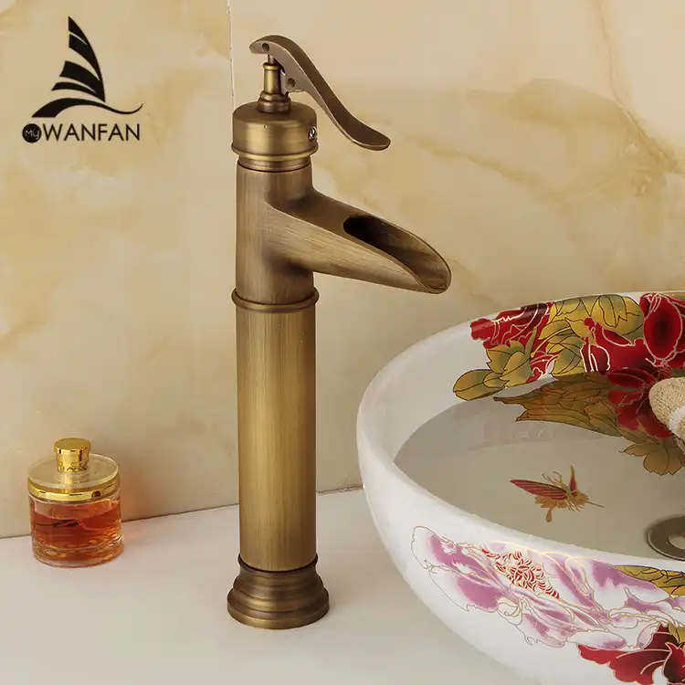 Basin Faucets Antique Br Waterfall Bathroom Vessel Sink Faucet Waterfall Bathroom Vessel Sink Faucet