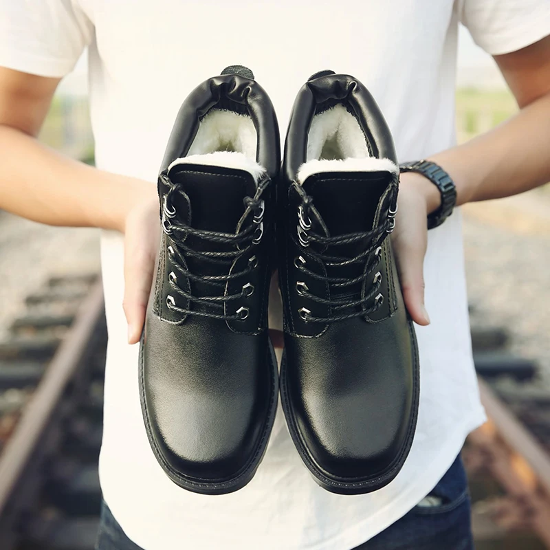 

OSCO Brand Hot Newest Keep Warm Men Winter Boots High Quality Split Leather Wear Resisting Casual Shoes Fashion Men Boots