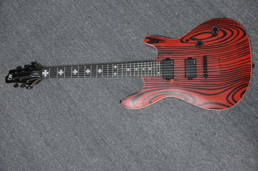 mayones regius electric guitar Bolt on neck Ash body Red Ebony fingerboard cross shaped inlay