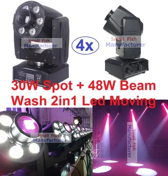 

4XLot Hot 2019 Mini Led Moving Head Light 30W White Spot Gobo + 48W RGBW Beam Wash DJ Disco DMX Strobe Projector Party Equipment