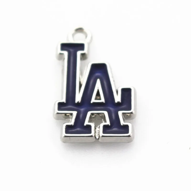 

Enamel charm 20pcs Dodger Dangle Charms Jewelry Hanging Charm American baseball Sport DIY Bracelet Necklace Charms