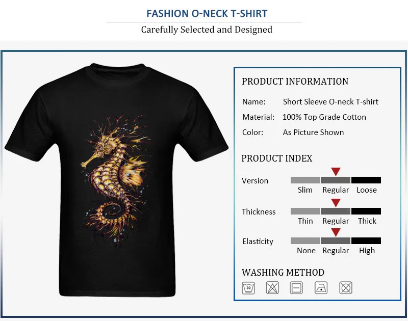 100% Cotton Tops Tees SEAHORSE for Boys Printed T Shirt Summer 2017 Fashion Round Neck Short Sleeve Tee-Shirt Top Quality