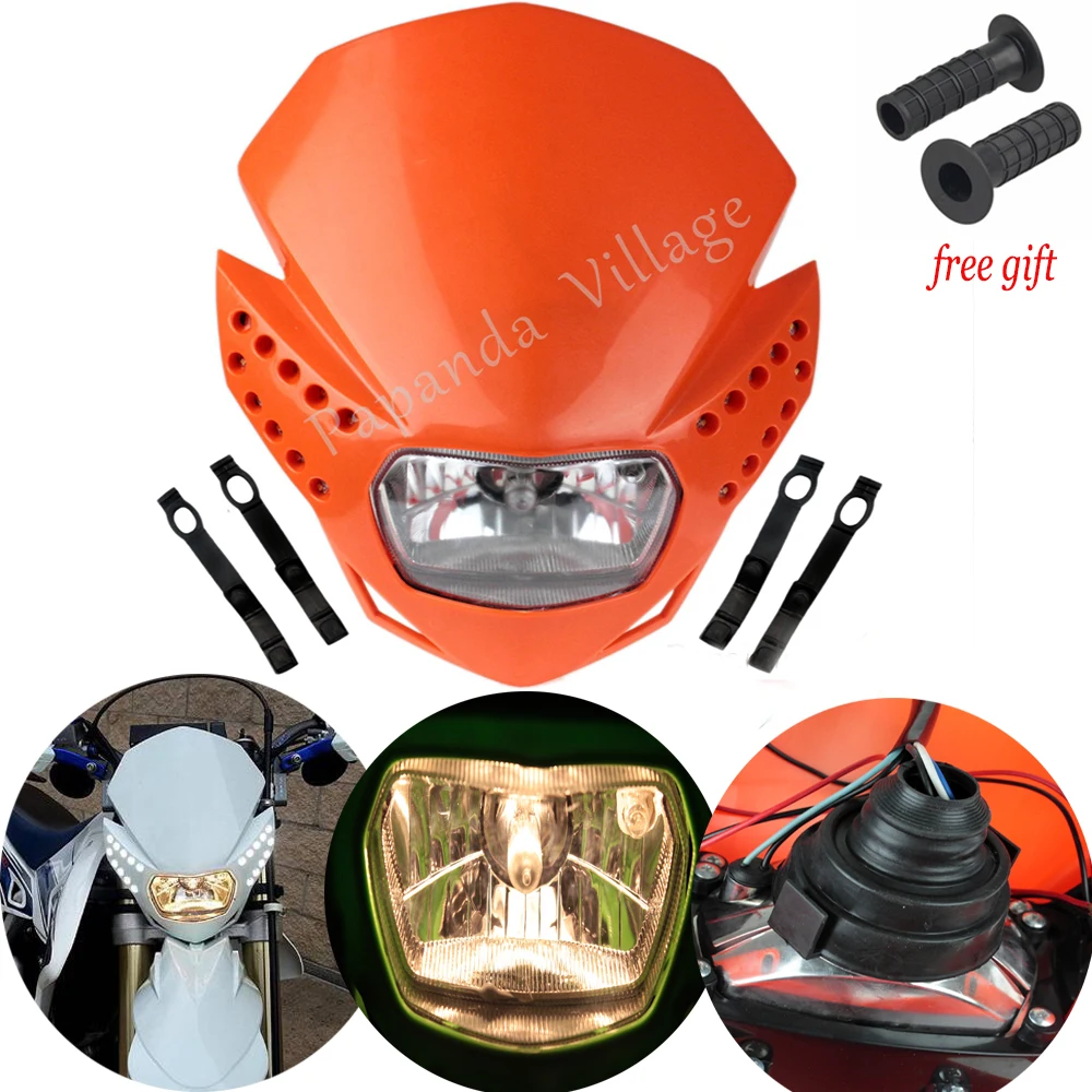 

Orange Motorcycle Motocross Headlamp Universal Supermoto Head Light w/ Turn Signal Light for KTM EXC SX SXF SMR MX XCR XCW XCF