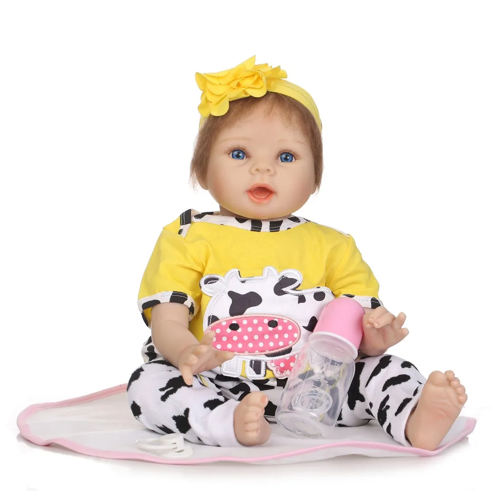 

NPKCOLLECTION cottorn body simulation baby doll with soft real gentle touch and cow clothes silicone reborn dolls kids'playmates