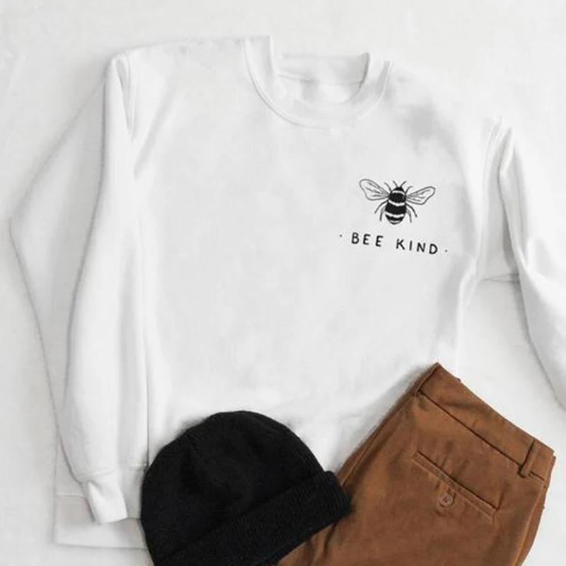 

Bee Kind Crewneck Sweatshirt Save The Bees Women's Long Sleeve Pullover Top Harajuku Hoodie Bees Clothing Streetwear Drop Ship