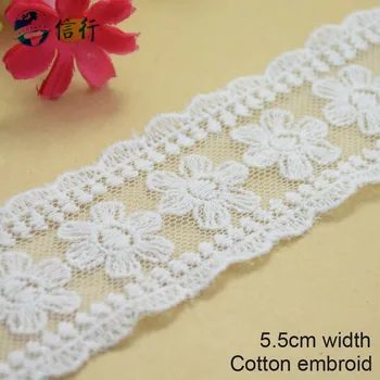 

5yards 5.5cm cotton embroid lace sewing ribbon guipure trims or fabric warp knitting DIY Garment Accessories free shipping#3650