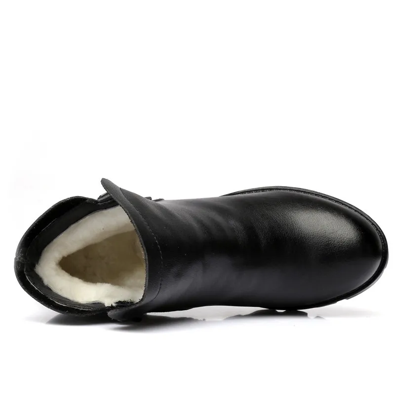 MORAZORA/ г. Обувь из натуральной кожи ботинки на платформе и высоком каблуке женские теплые классические ботильоны для женщин с кристаллами черного цвета