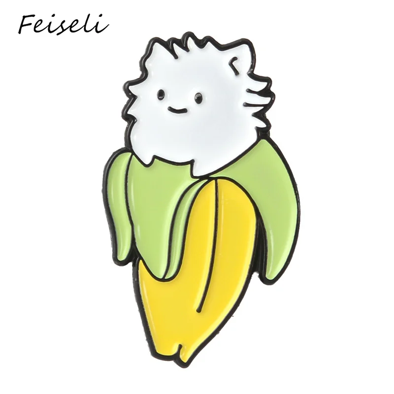 Feiseli Creative Funny Dick Banana Shape Brooch Pins Hot Sale Denim T Shirt Metal Badge Fashion Jewelry Gift For Friends