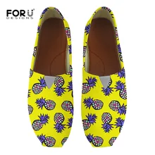 FORUDESIGNS/удобные парусиновые женские лоферы на плоской подошве с ананасом; женская обувь без застежки; повседневные Мокасины на плоской подошве; сезон лето;