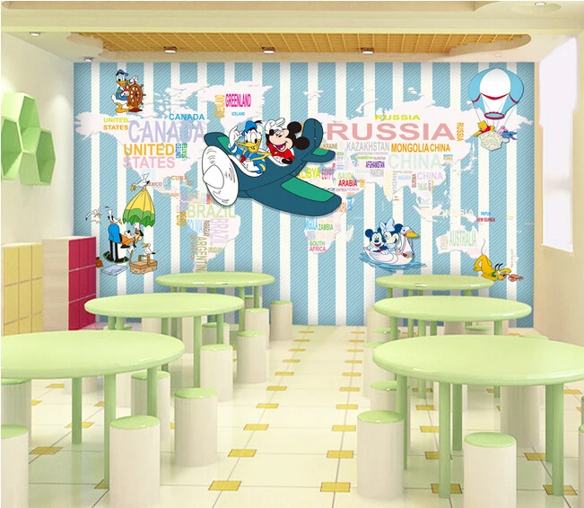 

Custom children wallpaper, cartoon mouse world map for children room living room TV wall paper DE parede vinyl which wallpaper