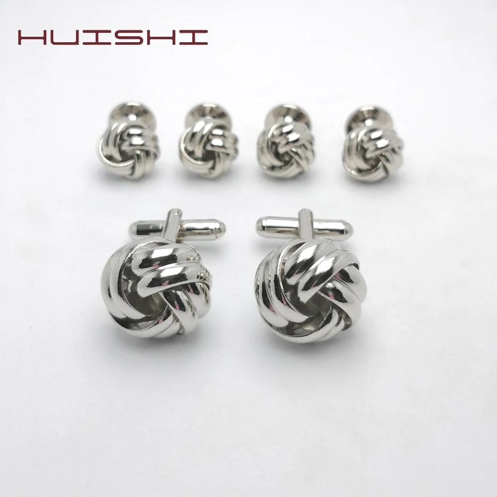 HUISHI Серебристые бриллиантовые запонки для воротника 6 шт. в комплекте
