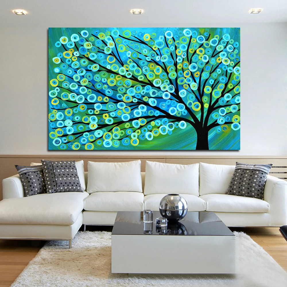 QC1197-Blue Gold Abstract Tree-4