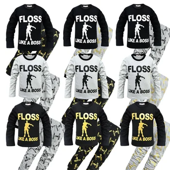 

100% Cotton Boys Battle Royale Christmas Pajamas Children's Sleepwear Girls Ps4 Gaming Night Wears Kids Pyjamas Pijamas Pjs set