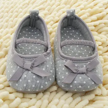 

Cute Toddler Baby Girls Soft Bottom Shoes Polka Dots Bow-Knot Prewalker For Kids