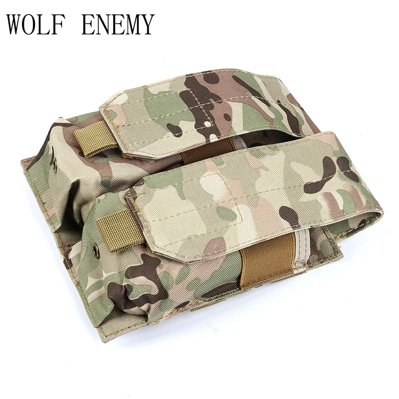 

Forest Camouflage Nylon Double M4 5.56 Magazine Clip Pocket Molle System Airsoft Tactical Military Equipment