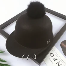 Модная осенне-зимняя фетровая шапка для мальчиков и девочек, шапка для конного спорта, модные кольца, помпоны для детей