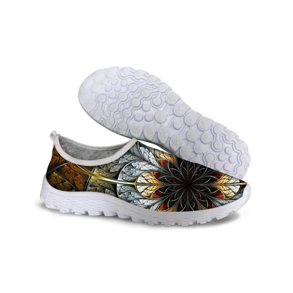 

THIKIN 2019 Summer mesh Shoes for Women 3D Fashion Element Design Swirl Pattern Student Leisure Slip on Women Walking Flat Shoes