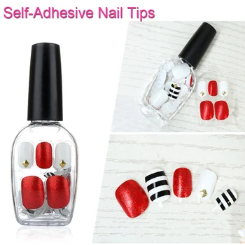 

FOREVERJASMINE Red Nail Polish Gel Tips Metal Finger Nail Self-Adhesive Strip Fake Nails Full Cover False Artifical Nail GS32