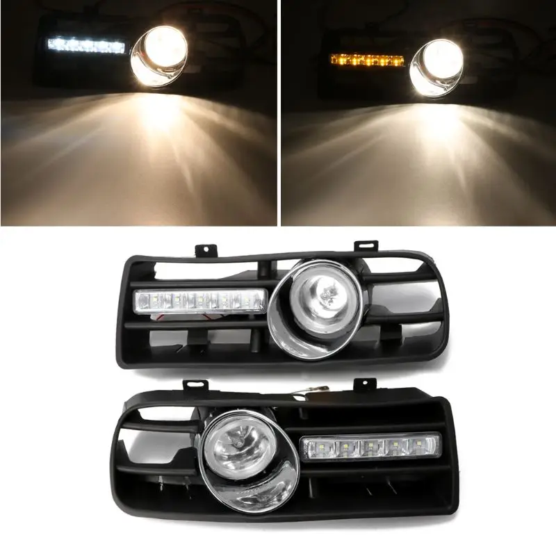  One Pair Front Lower Side Bumper Grille With LED Fog Light & DRL Light For volkswagen GOLF MK4 - 32967699050